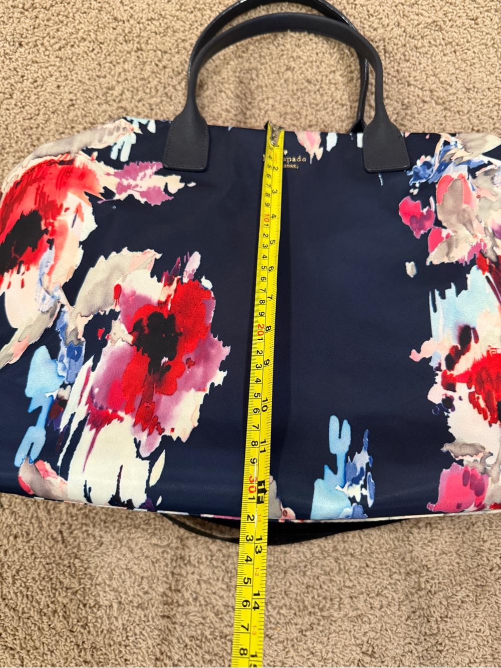 Kate Spade Blurry Floral & Navy Blue Weekender Duffle Bag - Picture 8 of 9